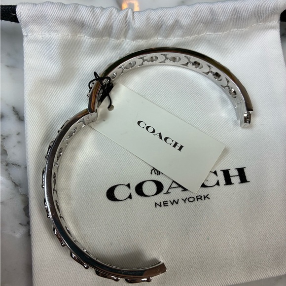 Coach Signature C Silver Hinge Bracelet - NWT & Dust Bag - Retail $125 - Picture 6 of 7
